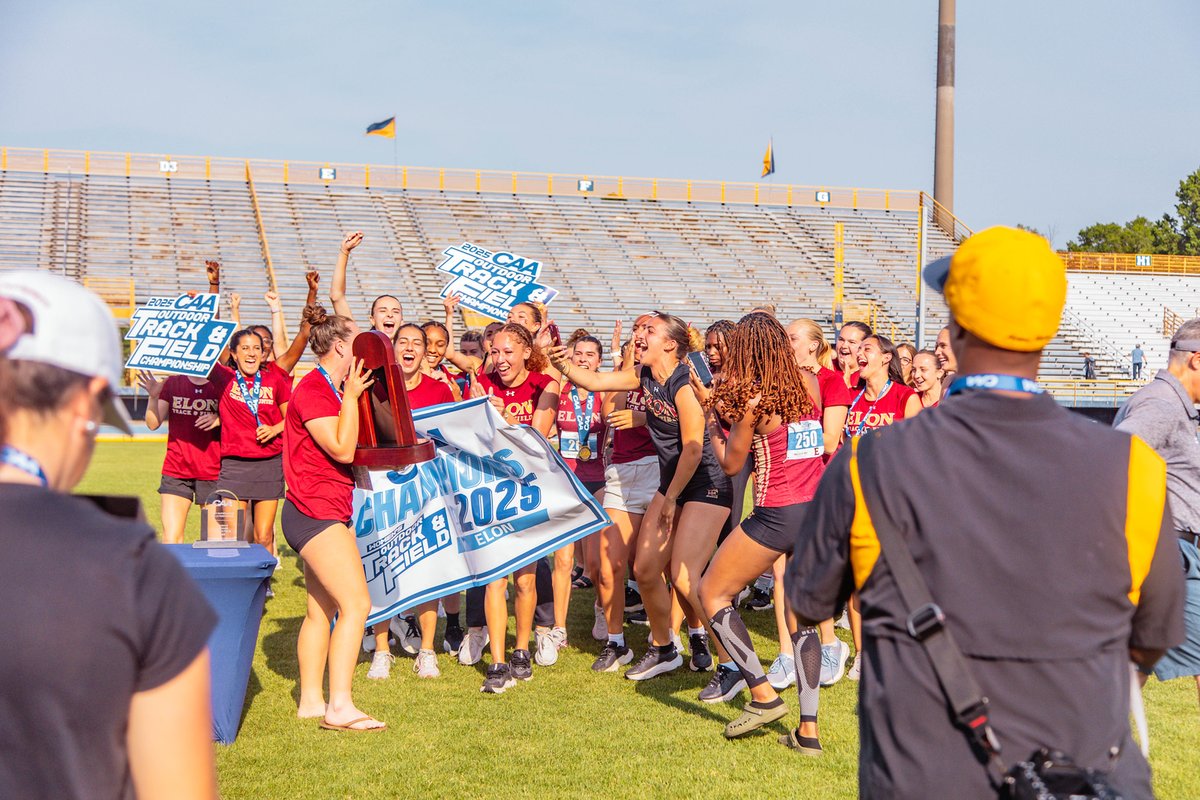 elonuniversity's tweet photo. For the 4th time in 5 years, the @ElonXCTF are the @caasports Women's Outdoor Track &amp; Field Champions! https://t.co/IP3QQuElBt
