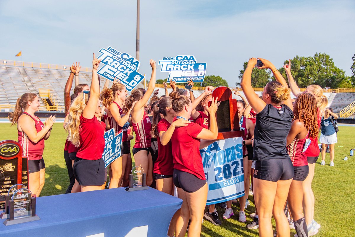 elonuniversity's tweet photo. For the 4th time in 5 years, the @ElonXCTF are the @caasports Women's Outdoor Track &amp; Field Champions! https://t.co/IP3QQuElBt