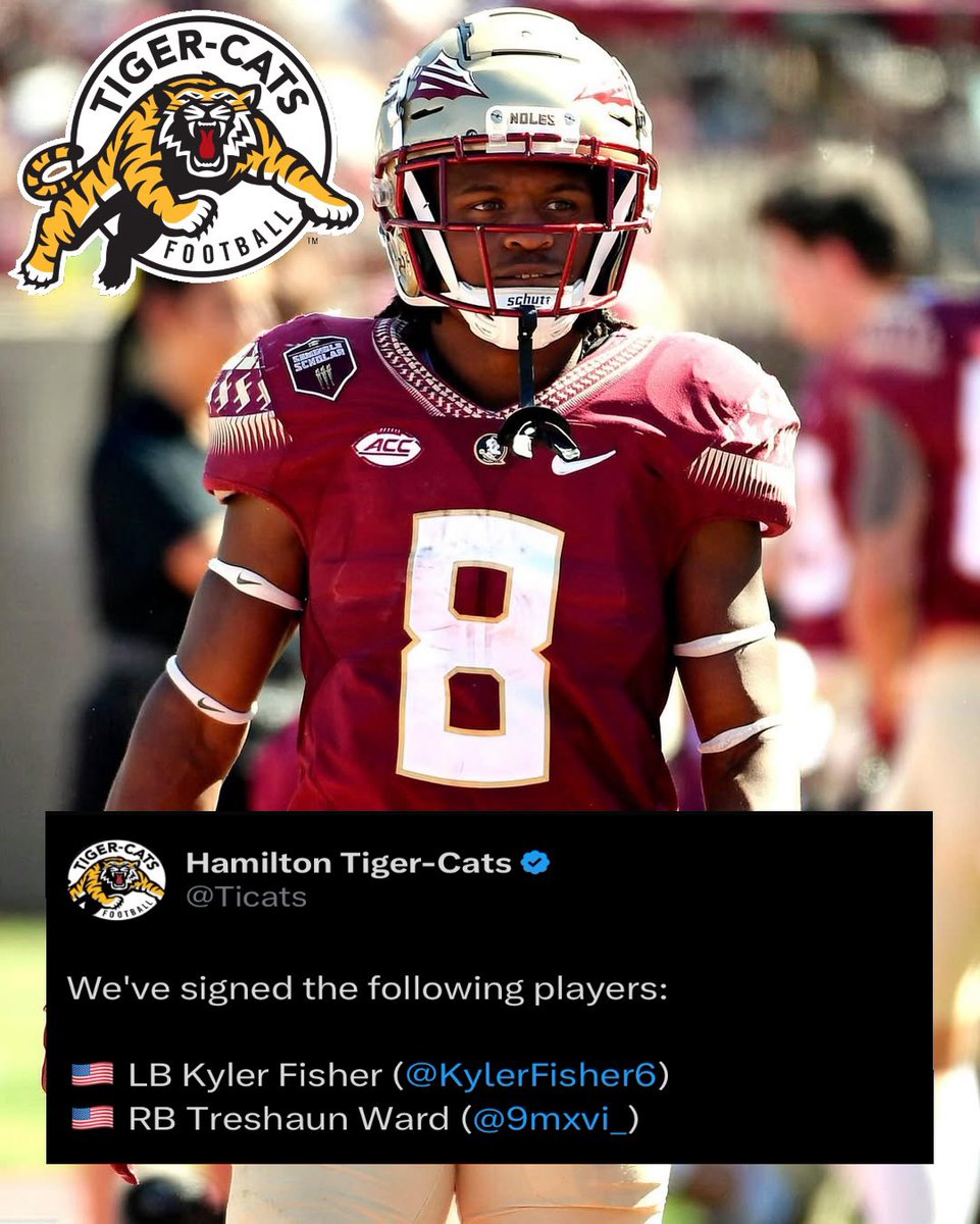 LetsGoNolez (@lets_go_nolez) on Twitter photo ICYMI: Former Florida State RB <a href="/9mxvi_/">Treshaun Ward</a> Has Officially Signed With The Hamilton Tiger-Cats In The CFLπ₯π’
The 5β10 190lbs Plant City, FL Native Played With The Seminoles From 2019-2022 Before Transferring To Kansas State & Boston College
(πΈ: Melina Myers)
#GoNoles #KeepCLIMBing ICYMI: Former Florida State RB <a href="/9mxvi_/">Treshaun Ward</a> Has Officially Signed With The Hamilton Tiger-Cats In The CFLπ₯π’
The 5β10 190lbs Plant City, FL Native Played With The Seminoles From 2019-2022 Before Transferring To Kansas State & Boston College
(πΈ: Melina Myers)
#GoNoles #KeepCLIMBing