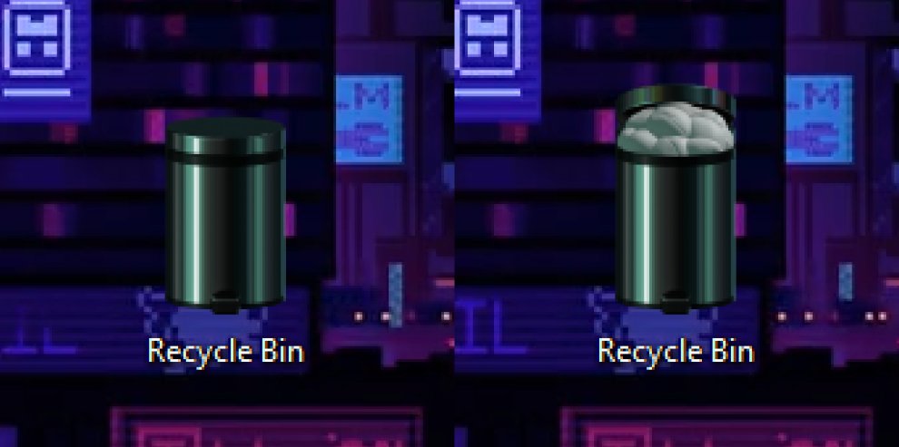 If anyone wants 'em I made a pair of icons to replace your desktop's recycle bin with a diaper pail.

Available in the following colors: 
Chrome, Cyberpunk Blue and Cyberpunk Pink

Download them for FREE at: mega.nz/file/5M41VCIZ#…
