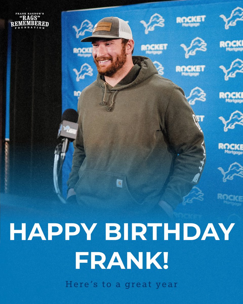 Rags Remembered Foundation (@ragsremembered) on Twitter photo Happy Birthday to our President and Founder, <a href="/KNARFWONGAR/">Frank Ragnow</a> 🤩
We hope you have the best day Frank!
#HappyBirthday | <a href="/Lions/">Detroit Lions</a> Happy Birthday to our President and Founder, <a href="/KNARFWONGAR/">Frank Ragnow</a> 🤩
We hope you have the best day Frank!
#HappyBirthday | <a href="/Lions/">Detroit Lions</a>