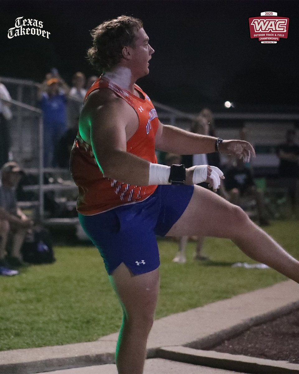 Indoor ✅
Outdoor ✅

Hayden Wilson takes home the 🥇 in the men’s shot put which now gives him the title of <a href="/WACsports/">The Western Athletic Conference</a> indoor &amp; outdoor shot put champion 👏 

#BuckEm🐎 | #WACotf