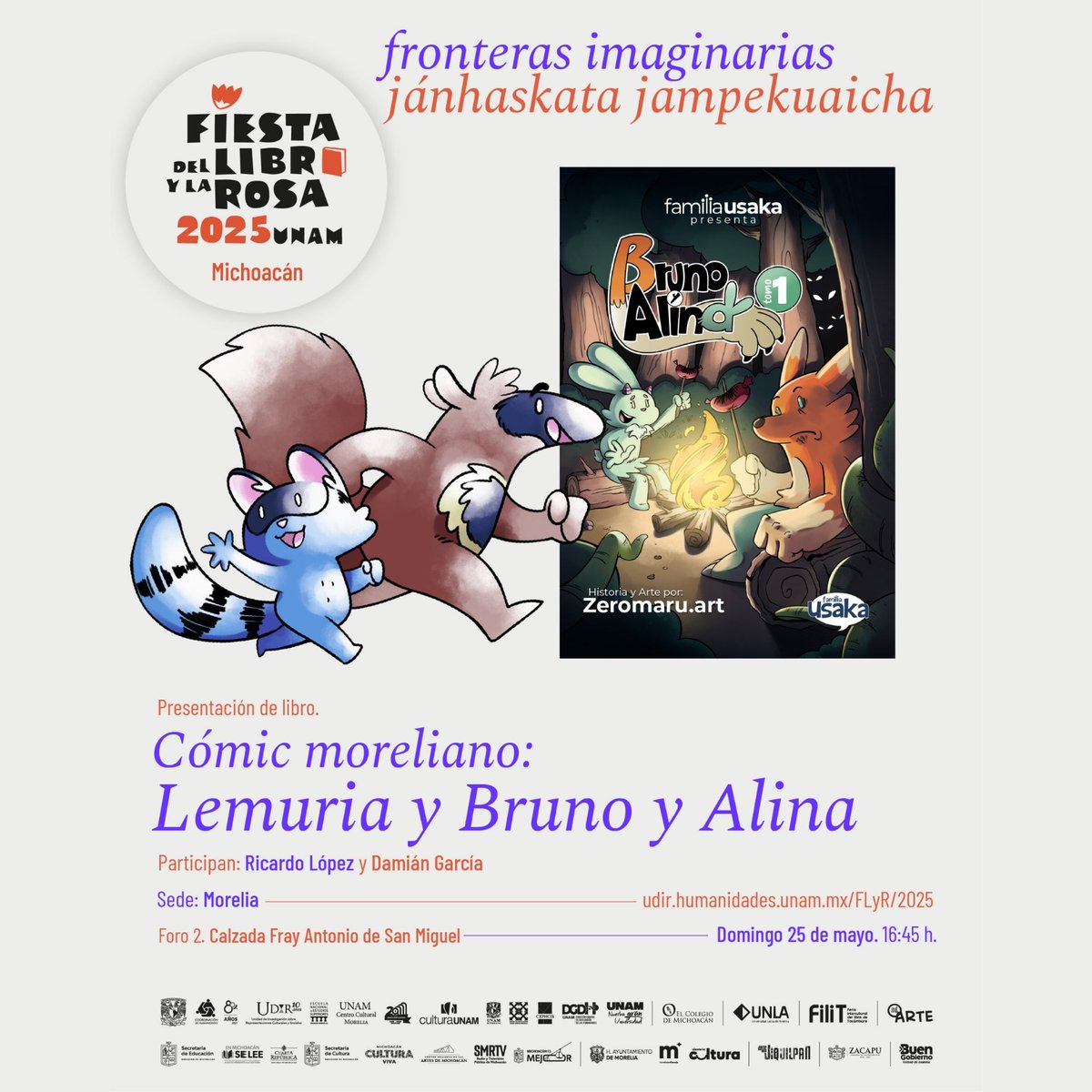 Atención Morelia! 
Estaremos el fin de semana del 23 al 25 de mayo en la Fiesta del libro y la Rosa Michoacán, además contaremos con la presencia de Ricardo López, autor de las series #Lemuria y #BrunoyAlina! 
No se pierdan su presentación el domingo 25 a las 16:45 en el foro 2!