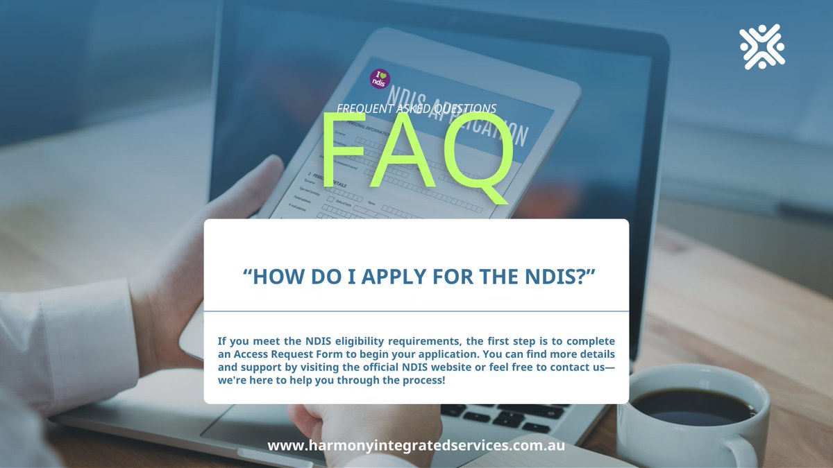 harmonycare_au's tweet image. ❓Frequently Asked Question:  
“How do I apply for the NDIS?” 
Start by completing an Access Request Form if you meet the eligibility criteria. Need help? Visit the official NDIS site or reach out to us—we’re here to guide you! #NDIS #DisabilitySupport #NDISHelp #NDISProvider