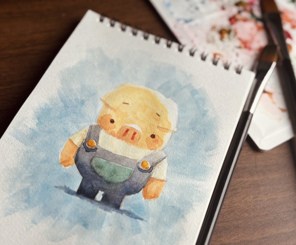 最近、水彩画を始めました🎨　まずは絵の具とブラシと仲良くなるところから！ #トン活