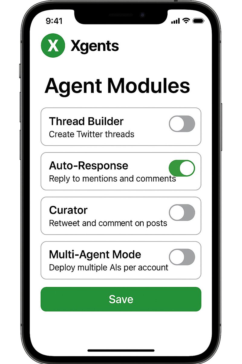Configure the precise behaviour of your AI agents on X :

• Automatic thread generation
• Replies to mentions
• Content curator
• Multi-agent mode

This is not just an App.

We are XGents.