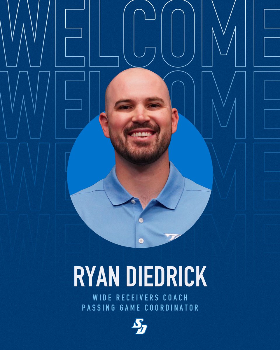 San Diego Football (@usdfootball) on Twitter photo More elite coaching experience joining the staff 👏
Join us as we welcome <a href="/CoachDiedrick/">Ryan Diedrick</a> to San Diego!
#GoToreros More elite coaching experience joining the staff 👏
Join us as we welcome <a href="/CoachDiedrick/">Ryan Diedrick</a> to San Diego!
#GoToreros