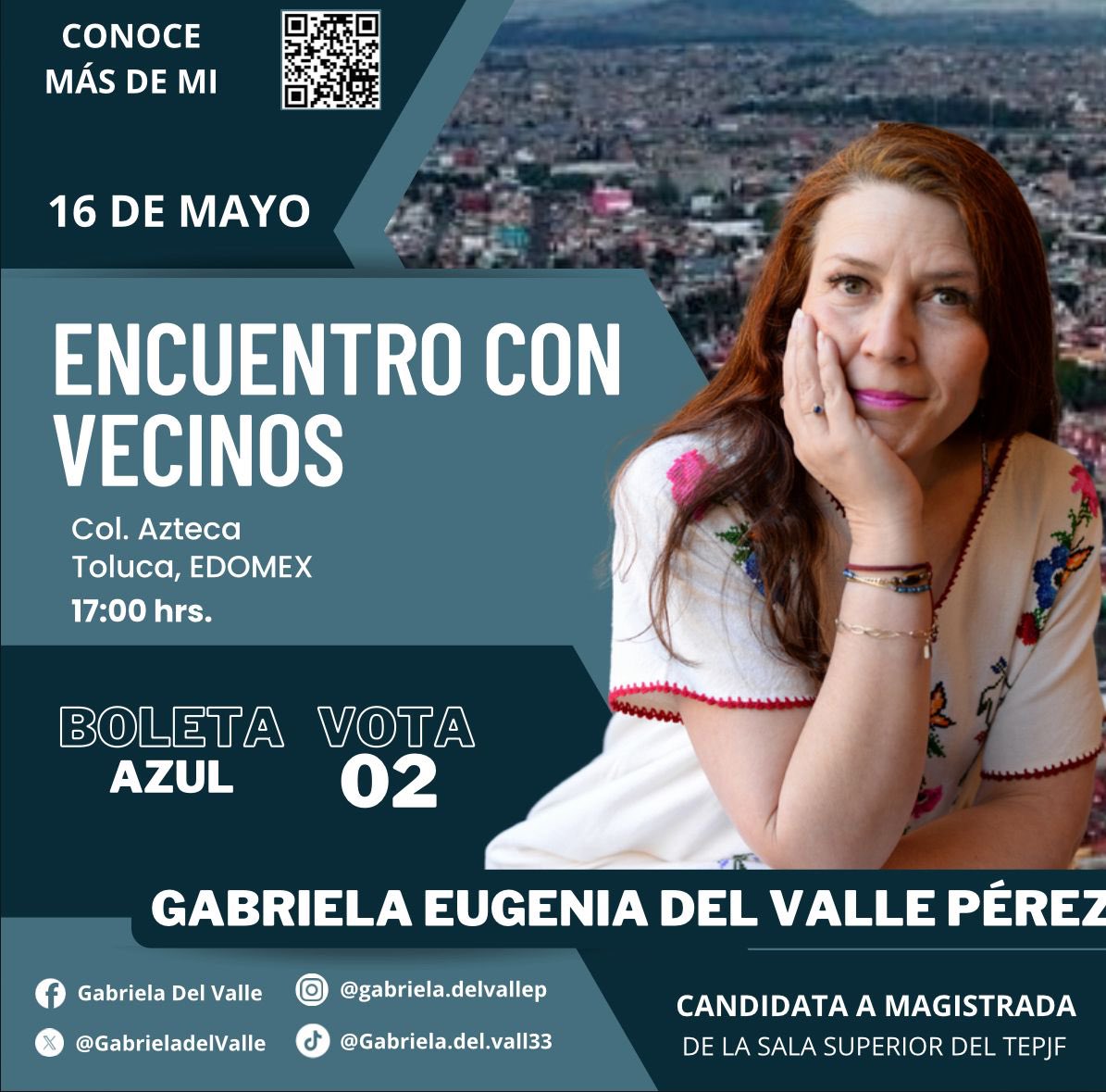 ¡Vecinos de la colonia Aztecas y alrededores! Los invito a conocerme y escuchar mis propuestas. ¡Su participación es clave para construir un mejor futuro! #BoletaAzul #Vota02 #EleccionesMéxico2025