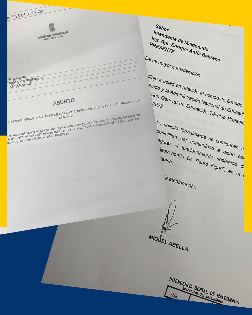 Miguel Abella pide continuar el comodato de la Escuela Superior de Alta Gastronomía - Dr. Pedro Figari, en Pda. 12 de Playa Mansa.
Esto reafirma su compromiso con la educación y la generación de oportunidades reales de desarrollo  y empleo.