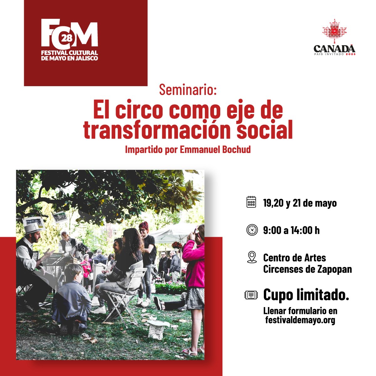 El circo es más que espectáculo: es comunidad, es cambio, es posibilidad.
Este seminario propone una mirada profunda sobre el potencial del circo como herramienta social, guiado por la experiencia y visión de Emmanuel Bochud.
Regístrate en: festivaldemayo.org/fcmj2025/cirej…
