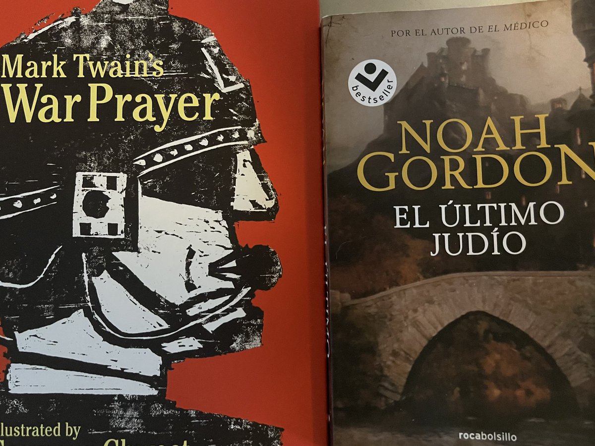 He concluido la lectura de estos dos libros. “War Prayer” es súper corto pero profundo sobre la tragedia de la guerra. “El último Judío” es una fabulosa novela histórica sobre la cruel expulsión de los judíos en España. Recomiendo ambos!