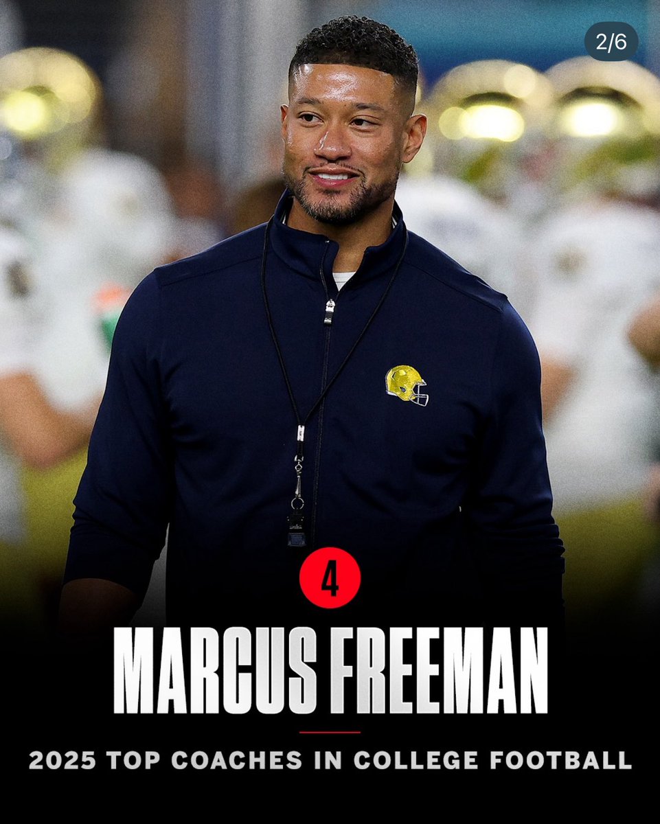 bruce_straughan's tweet image. ESPN ranks Marcus Freeman in the Top 10 (#4) best coach in College Football ☘️