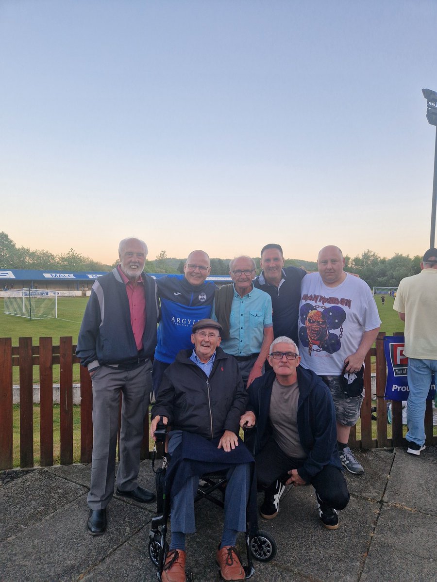 The remaining 2001/2002 committee with the management due who brought so much success back to Kilsyth.  John Richardson and John Mitchell.  Welcome  visitors at tonight game vs. Caley Locos . Prentice and Mina goals secured a final game victory in our 2 1 win .