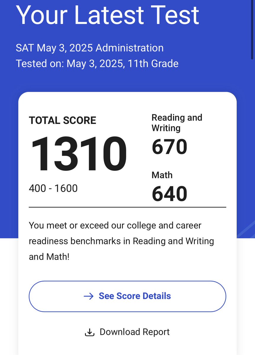 AlexRakowsky0's tweet photo. Proud to get a 1310 on my first SAT with no studying. Plan to get in the 14’s with studying #StudentAthlete https://t.co/NO4zAxiViu