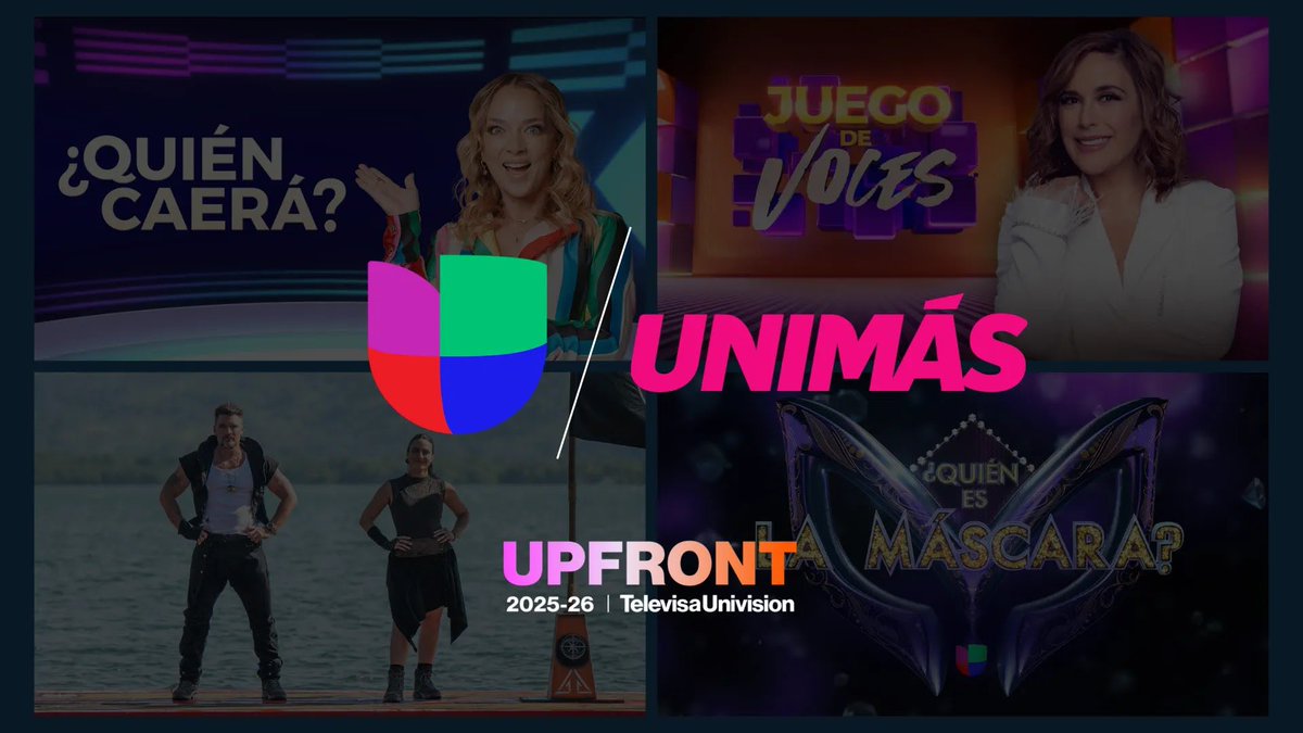 ¡UPFRONT!

Esta semana durante el #Upfront2025, #TelevisaUnivision anunció que durante el final de 2025 y principios de 2026, el público podrá disfrutar de nuevas temporadas de #QuiénCaerá, #QuiénCaeráKids, #JuegoDeVoces #QuiénEsLaMáscara y de un nuevo reality #ElConquistador.