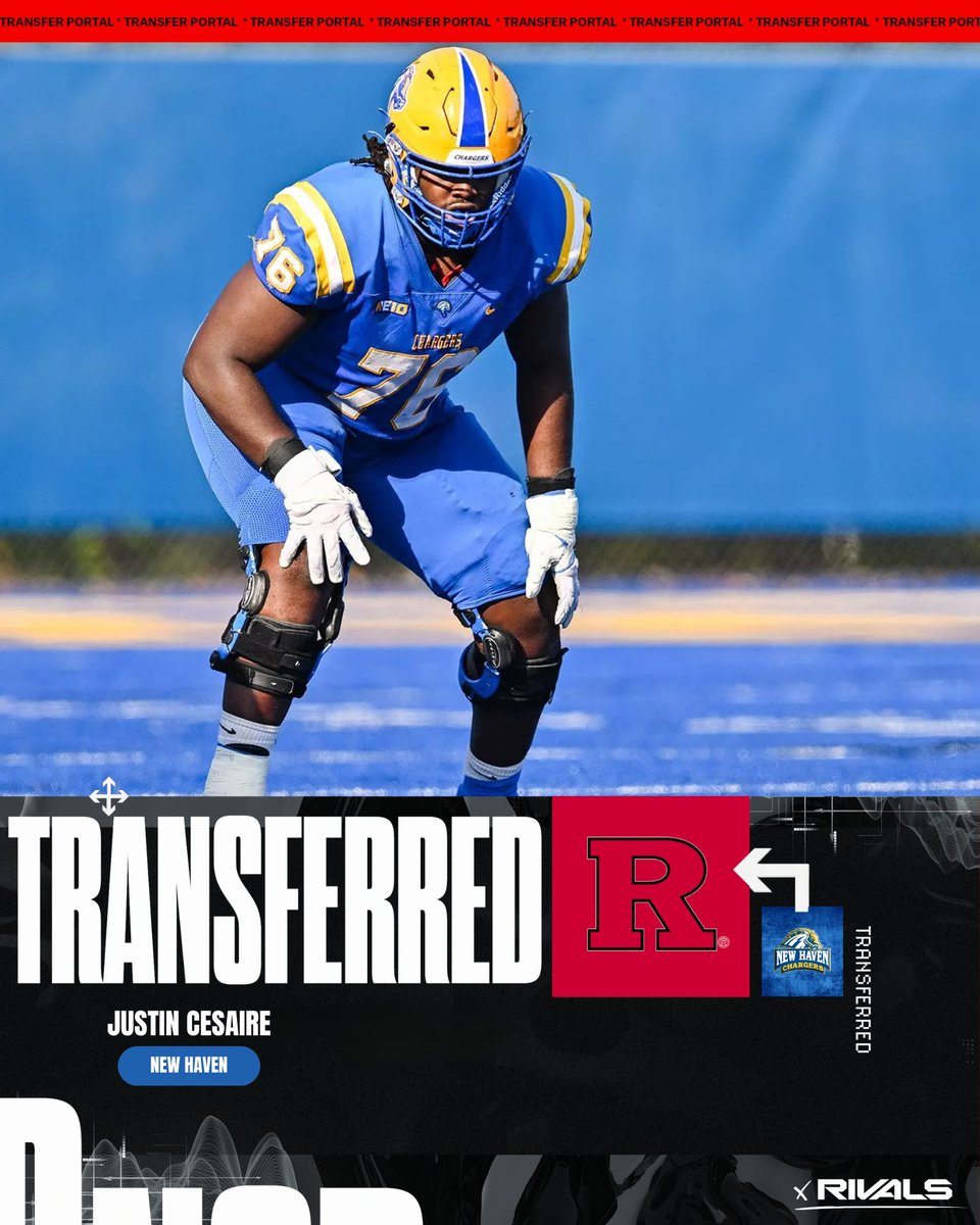 Rutgers Scarlet Knights | The Knight Report (@rutgersrivals) on Twitter photo ⚔️COMMIT ALERT⚔️
New Haven transfer Offensive Lineman Justin Cesaire (<a href="/JustinCesaire/">Justin Cesaire</a>) has committed to Rutgers Football!
The Orange, NJ native is a multi-year starter at LT and was named the 2024 Northeast-10 OL of the Year.
👉 tinyurl.com/Cesaire2RU ⚔️COMMIT ALERT⚔️
New Haven transfer Offensive Lineman Justin Cesaire (<a href="/JustinCesaire/">Justin Cesaire</a>) has committed to Rutgers Football!
The Orange, NJ native is a multi-year starter at LT and was named the 2024 Northeast-10 OL of the Year.
👉 tinyurl.com/Cesaire2RU