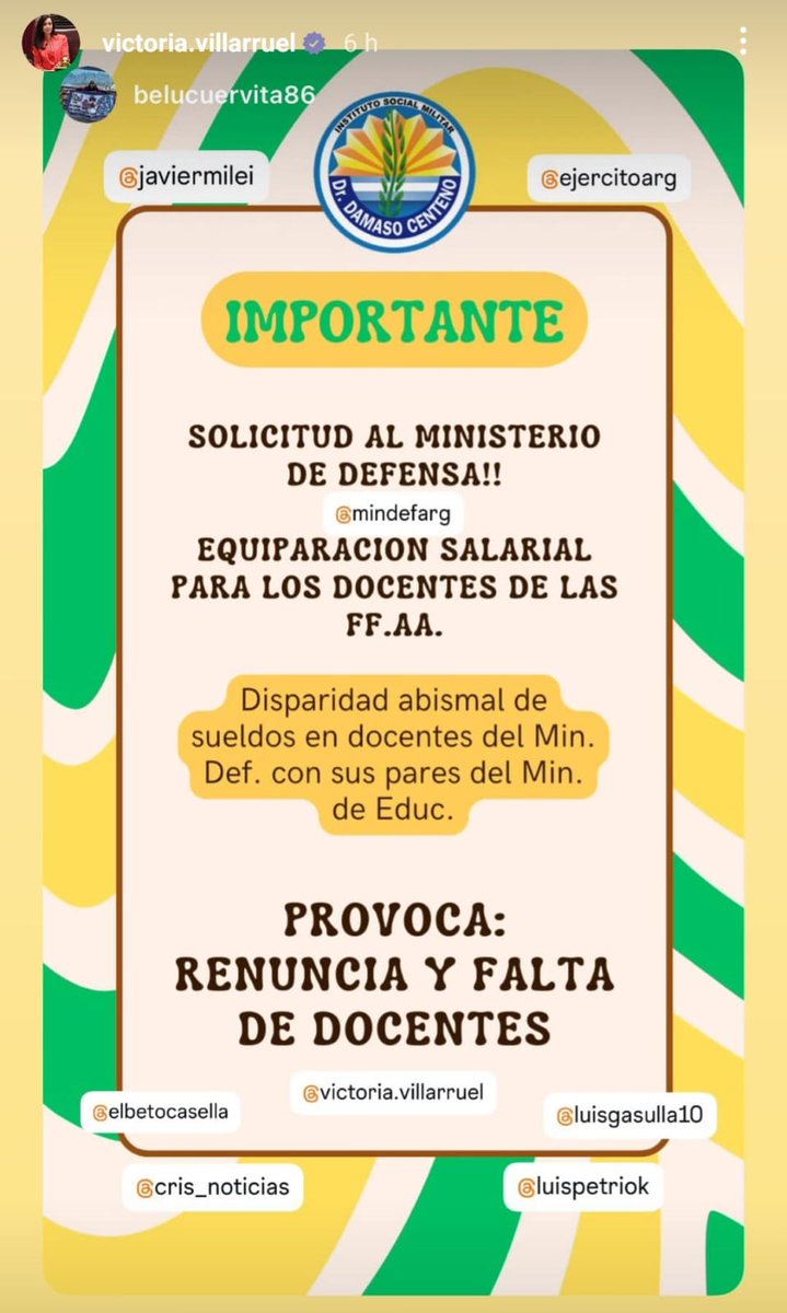 lauripereyra's tweet photo. Por favor necesitamos difundir la difícil situación que están atravesando los docentes que pertenecen al Ministerio de Defensa! #MismoTrabajo#IgualSalario 
@JonatanViale @manujove @edufeiok @Cris_noticias @todonoticias @C5N @A24COM https://t.co/QnxvynCFeB