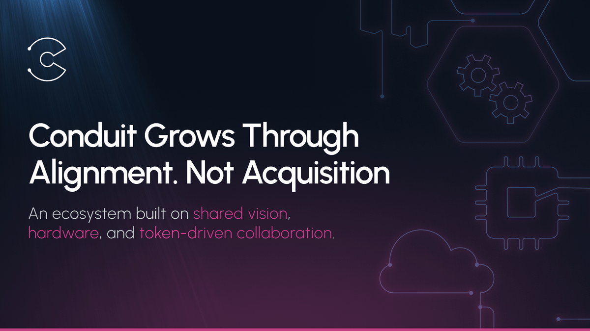 conduit_network's tweet photo. Conduit’s ecosystem wasn’t built through buyouts.

It was built through mutual value alignment, combining hardware, software, and vision under a shared token economy. https://t.co/ziFF8fJ754