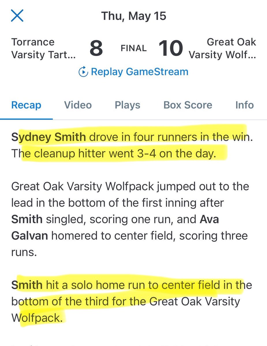 SydneySmith2026's tweet photo. I hit a Home Run and drove in 4 RBIs during the first round of CIF! Cant wait to play again tomorrow!

@SoftballDown @DfwSho @ClgAthletePrep @CoachFoyeFDU @Coach_KPaulson @e_newellcoach @UCSD_CoachP @ucdavissoftball @UCRSoftball @teamsandiego18 @CIFSS @teamsandiego18 https://t.co/9j5qnvwWRd