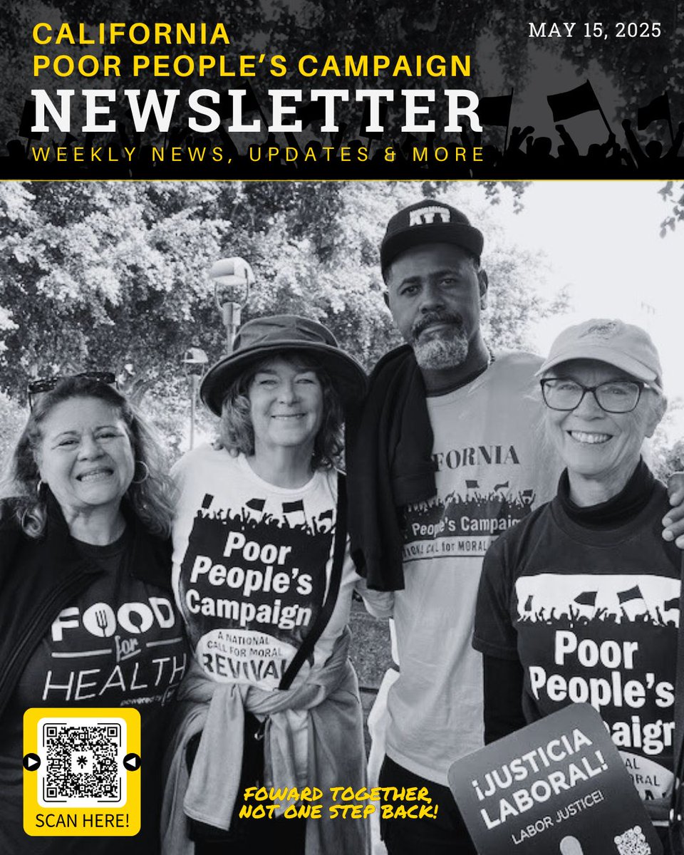 In this issue…

-Stop the Cuts! Join Power Hour #5
-Apache Stronghold update
-Rev. Liz on making change from the bottom up
-Why should another child go hungry?

poorpeoplescampaign.org/committee/cali…

#PoorPeoplesCampaign #CaliforniaPPC  #FightPovertyNotThePoor #UniteThePoor #MoralBudget