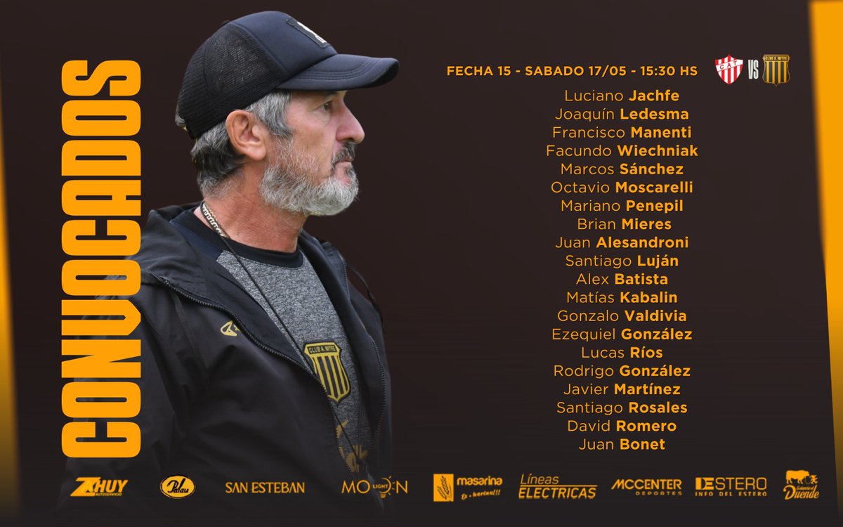 📋 Convocados ⚫🟡⚫

#PrimeraNacional
#Fecha15
#Vamosmitre
#Elmasgrandelejos