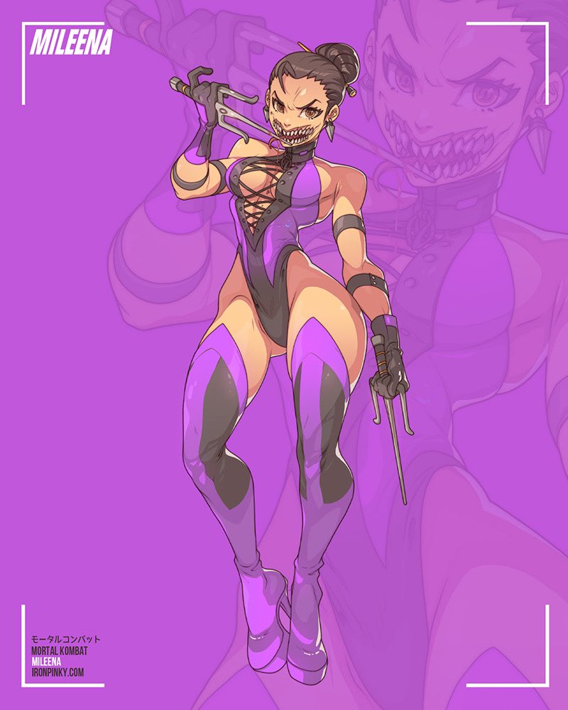 Mileena! She slowly became my fav character in the MK universe. This is part of my newest sticker collection. You can grab a set at ironpinky.com 💜 #mortalkombat #mileena #edwinhuang #mortalkombat1
