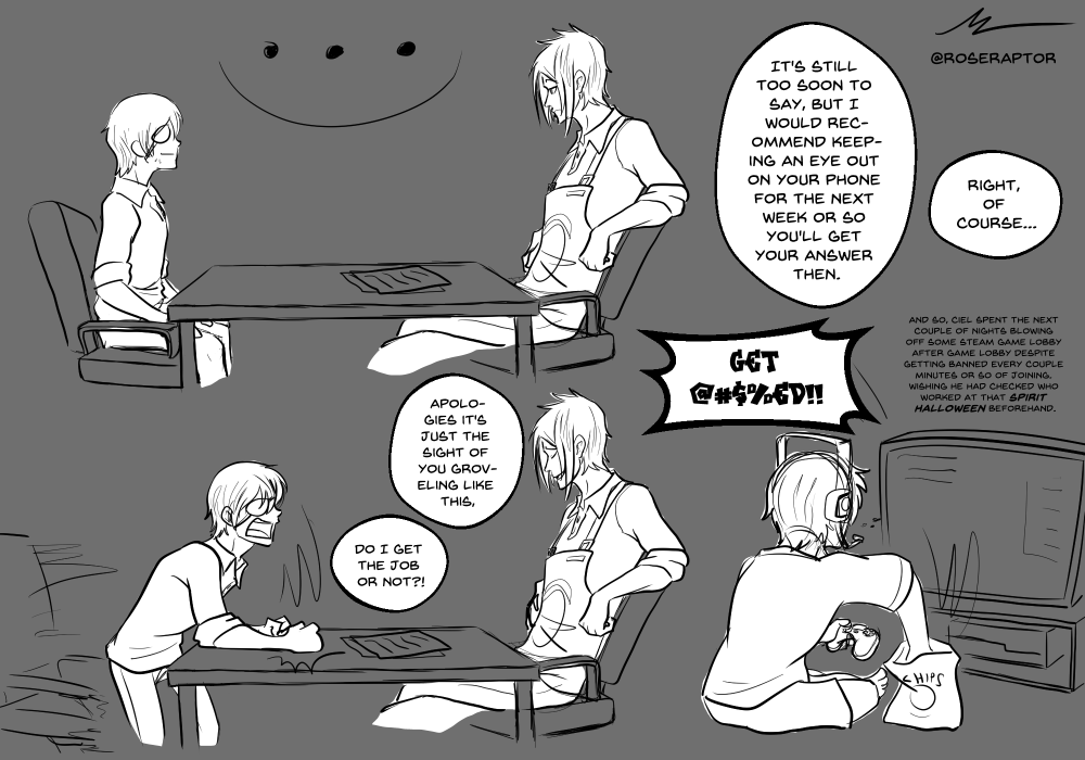 RoseRaptorArt's tweet photo. I'm gonna end up with 5 AUs for these idiots at the rate I keep thinking of ideas lmao. Happy I managed to get this far with it tho. Their banter is just 🤌
Part 3 of ???
#BlackButler #Kuroshitsuji #ModernAU #ActorAU #RetailAU #GamerAU??? #SebastianMichaelis #CielPhantomhive https://t.co/O19Wvaaz6C