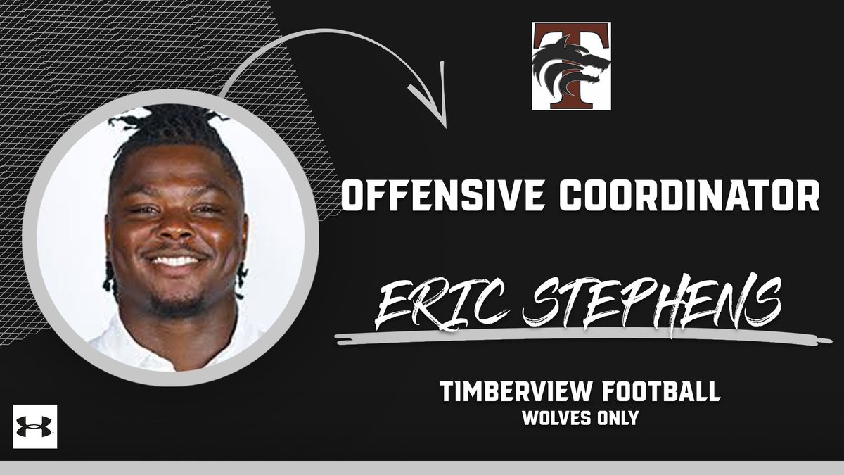 Timberview "The Pack" Wolves (@tviewwolves) on Twitter photo Welcome our New Offensive Coordinator
<a href="/ericstephens24/">Eric Stephens Jr.</a>
<a href="/TimberviewHigh/">TimberviewHighSchool</a> Alum ✅
Former <a href="/TexasTechFB/">Texas Tech Football</a> RB ✅
HS Coordinator Exp. ✅
<a href="/TXSTATEFOOTBALL/">Texas State Football</a> <a href="/SFA_Football/">Lumberjack Football</a> Rb Coach Experience ✅
#WolvesOnly
#ItJustMeansMore Welcome our New Offensive Coordinator
<a href="/ericstephens24/">Eric Stephens Jr.</a>
<a href="/TimberviewHigh/">TimberviewHighSchool</a> Alum ✅
Former <a href="/TexasTechFB/">Texas Tech Football</a> RB ✅
HS Coordinator Exp. ✅
<a href="/TXSTATEFOOTBALL/">Texas State Football</a> <a href="/SFA_Football/">Lumberjack Football</a> Rb Coach Experience ✅
#WolvesOnly
#ItJustMeansMore