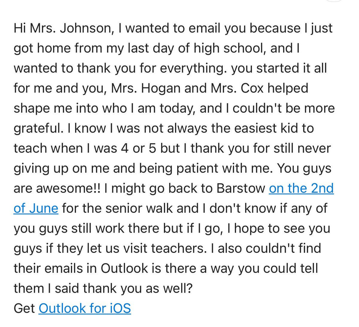 KJohnsonECSE's tweet photo. I got this email today that reminded me of my why after a challenging week. I believe every child can succeed. I’m glad my PreK colleagues and I made a difference for a little girl who needed a lot of love. Belonging and inclusion matter to me. https://t.co/FHvdASKBwC