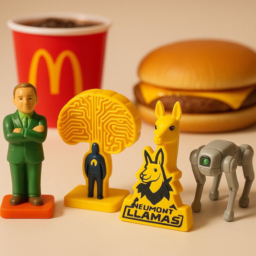 New drop at Neumont!
Collect all 5! 🦙🍔 
1.Vasilios Priskos – downtown legend.
2.Cyber Hacker – Guardian of the digital mind.
3.Tall Llama – Proud. Majestic. Slightly judging you.
4.Short Llama – Same energy. Compact frame.
5.Cybert the Robot Dog – Loyal, agile, cybernetic.