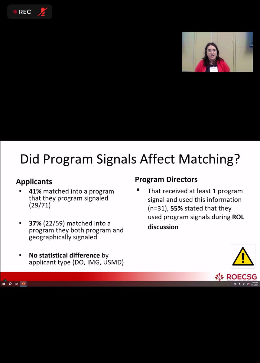 Mary Mahoney MD (@marymahoney02) on Twitter photo Sharing our #radonc ☢️ #match2025 program signaling 📡 survey results <a href="/roecsg/">ROECSG (Rad Onc Education Collab Study Group)</a> spring symposium
💯% of surveyed applicant used signals
90% who used all 4️⃣ signals received an interview invite from a signaled program
41% matched into a program they signaled Sharing our #radonc ☢️ #match2025 program signaling 📡 survey results <a href="/roecsg/">ROECSG (Rad Onc Education Collab Study Group)</a> spring symposium
💯% of surveyed applicant used signals
90% who used all 4️⃣ signals received an interview invite from a signaled program
41% matched into a program they signaled