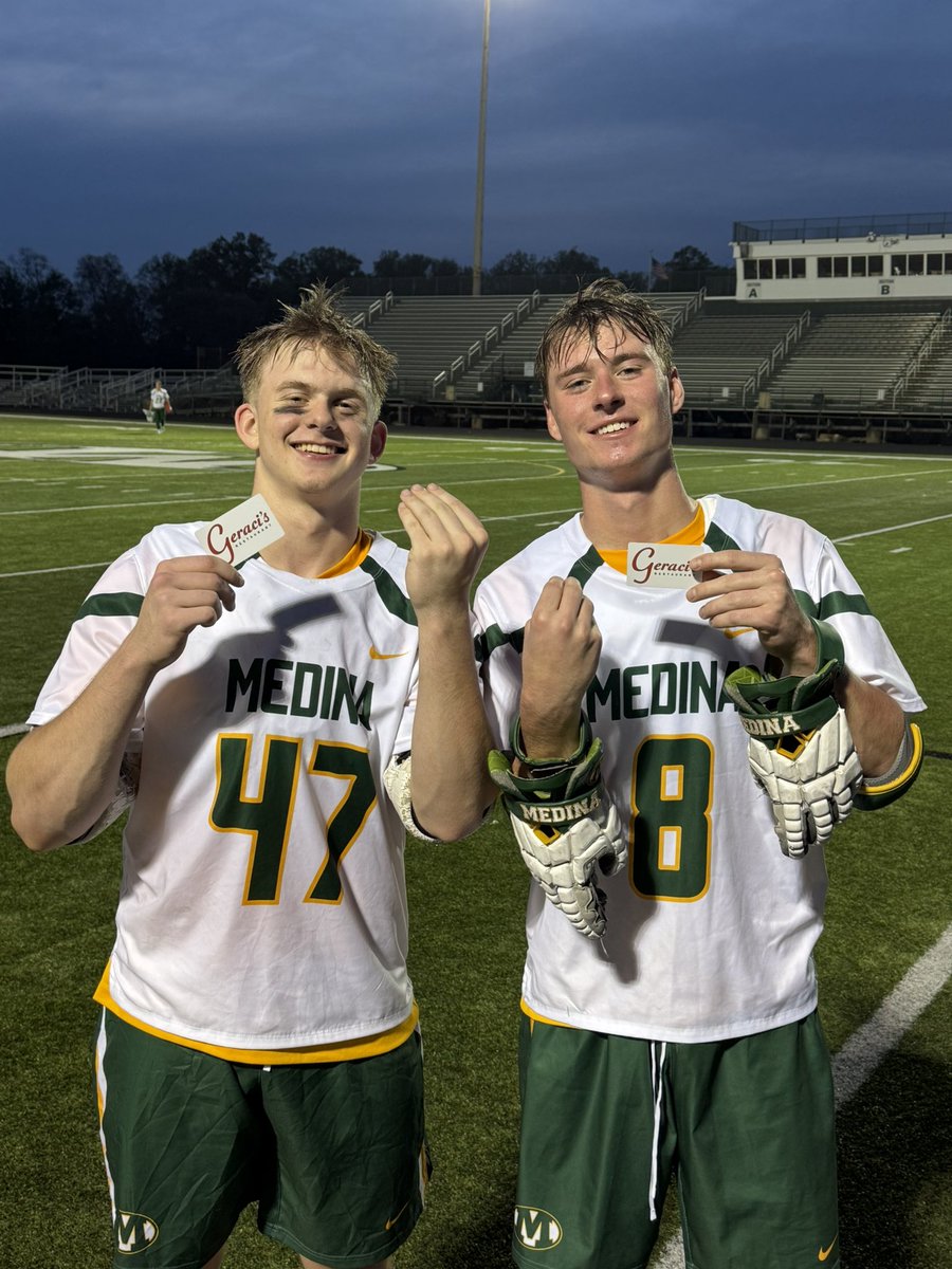 Lacrosse The Land Podcast (@laxtheland) on Twitter photo Presenting a pair of Playoff Pisans:
<a href="/MedinaLax/">Medina Lacrosse</a> JRs, Jonny Nunn & Evan Ryba set the tone early & often in the Bee’s dominant 15-5 win over Avon
These two crushed the ABCs of D all night:
Always
Be
Causing turnovers
Enjoy the win, enjoy the ‘Za fellas
#HTC
🍕🥍🤌
Medina will Presenting a pair of Playoff Pisans:
<a href="/MedinaLax/">Medina Lacrosse</a> JRs, Jonny Nunn & Evan Ryba set the tone early & often in the Bee’s dominant 15-5 win over Avon
These two crushed the ABCs of D all night:
Always
Be
Causing turnovers
Enjoy the win, enjoy the ‘Za fellas
#HTC
🍕🥍🤌
Medina will