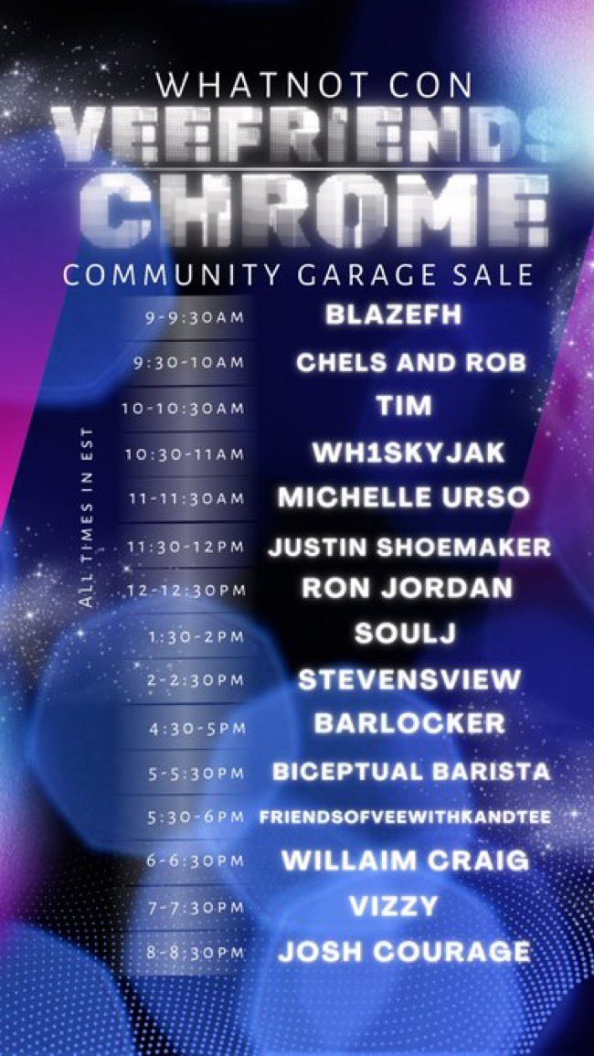 Streaming live on WN this Saturday 5:30lm EST 👊👊👊

Blessed to be included in the list with these HEAVY HITTERS!!!!  

SLAMMING SINGLES - numbered cards, colors , and some base for those new to the <a href="/VeeFriendsCards/">VeeFriends Cards</a> family 

Click here to bookmark -  whatnot.com/s/10oSAa6p