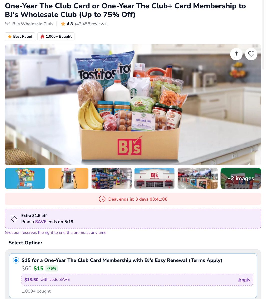 🙌 LOWEST PRICE EVER!! BJ’s Wholesale One-Year The Club Card Membership now $13.50 via Groupon. New Accounts Only!

✍️ Use A Different Email Address When Signing Up If You Already Have A BJ’s Account.

🏷️ Use Code SAVE At Checkout

🔗 - link.lordofsavings.com/4k0nmCA

#LRDeal | #AD