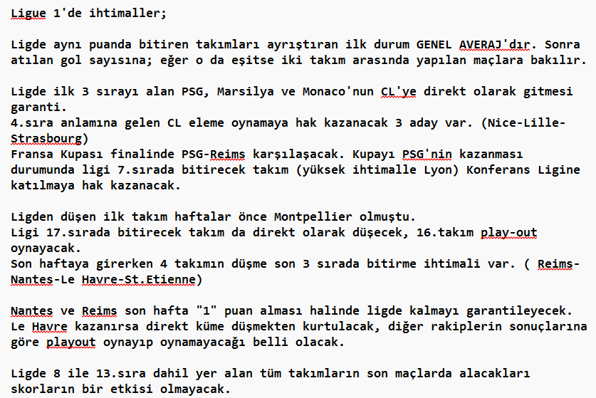 LİGUE 1 | 34. Hafta öncesi ihtimaller.