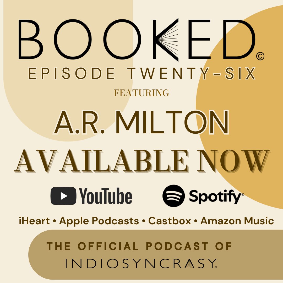 Indiosyncrasy (@indiosyncbooks) on Twitter photo AYOOOO this week's episode of BOOKED features the incredible author <a href="/_1AM/">Sun Reflector</a> A.R. Milton. This week's show is PACKED with inspiration, motivation and pure joy.
Check it out now!
The ๐s are on my ๐๐ณ AYOOOO this week's episode of BOOKED features the incredible author <a href="/_1AM/">Sun Reflector</a> A.R. Milton. This week's show is PACKED with inspiration, motivation and pure joy.
Check it out now!
The ๐s are on my ๐๐ณ