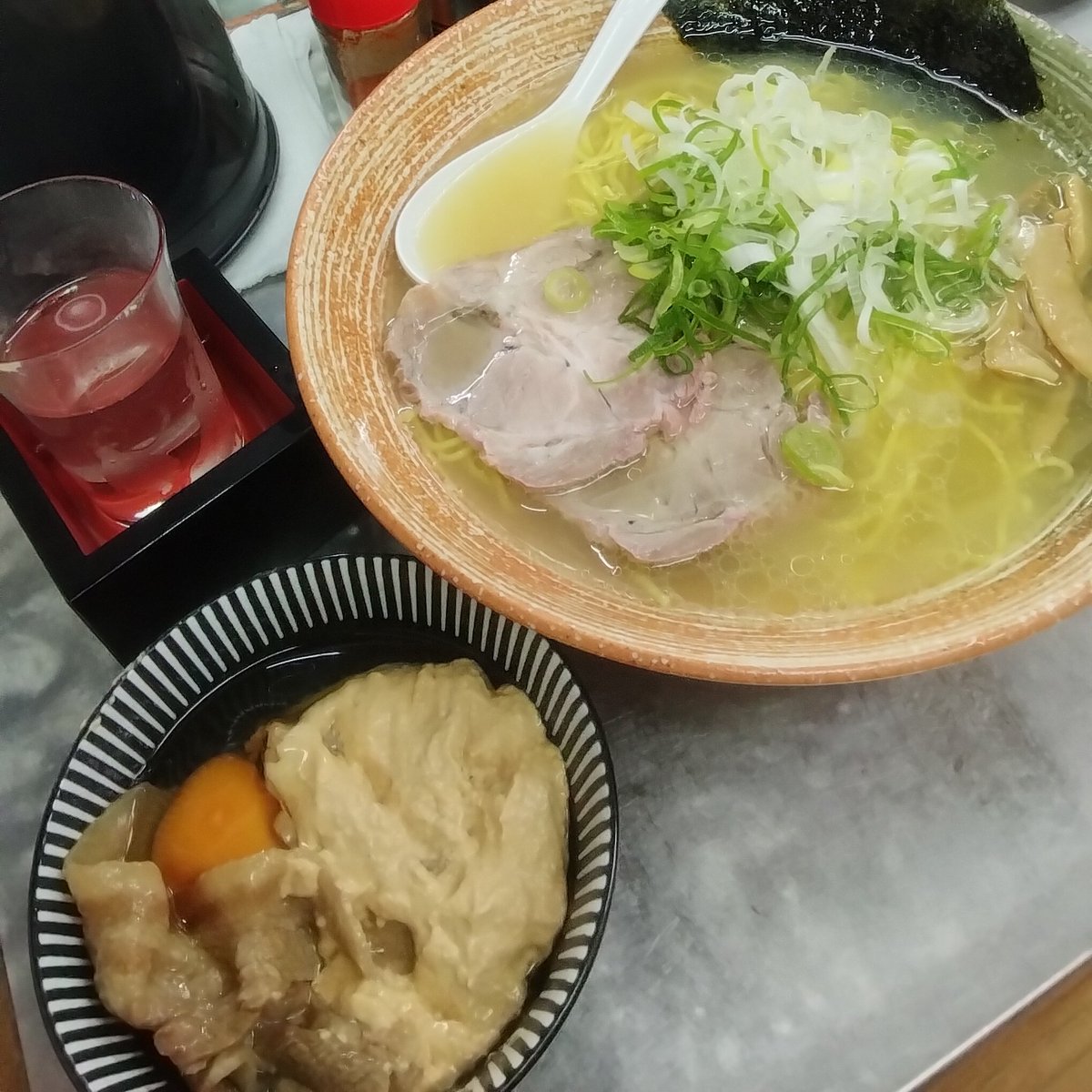覆麺智
俺中！ホタテ卵30kg出汁塩
濃厚ホタテ卵ソースW
純米大吟醸無窮

土曜朝の嗜み
磐石の布陣で挑む♪