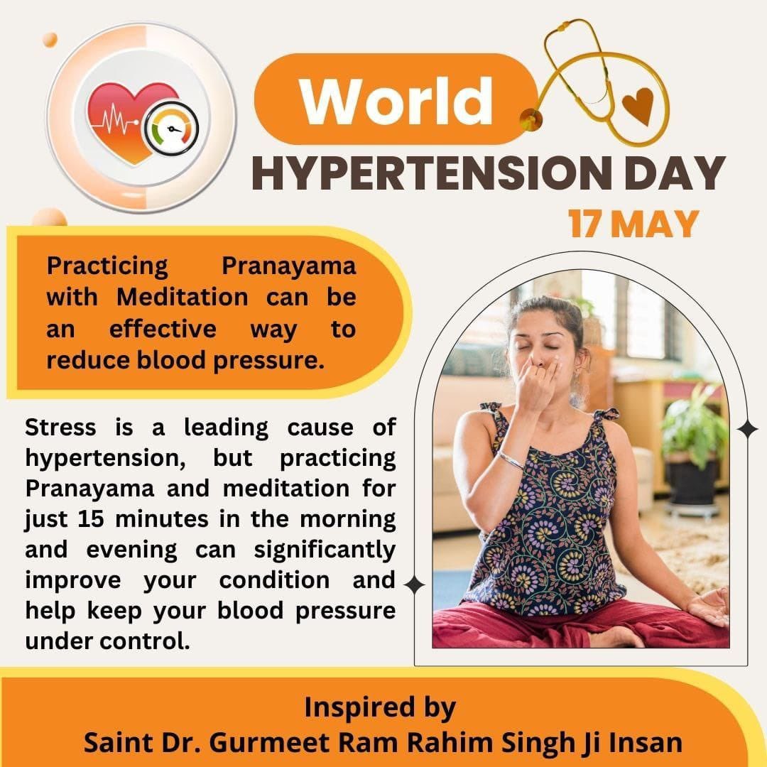 77mehakarora's tweet photo. तनाव भगाओ, जीवन सजाओ – ध्यान और सेवा को अपनाओ। Hypertension grows silently but harms deeply. Saint MSG inspires a healthy lifestyle through meditation, CYCLE campaign &amp; balanced living. Let’s walk the path of wellness. #WorldHypertensionDay #WorldHypertensionDay2025 https://t.co/cHavyMTqE6