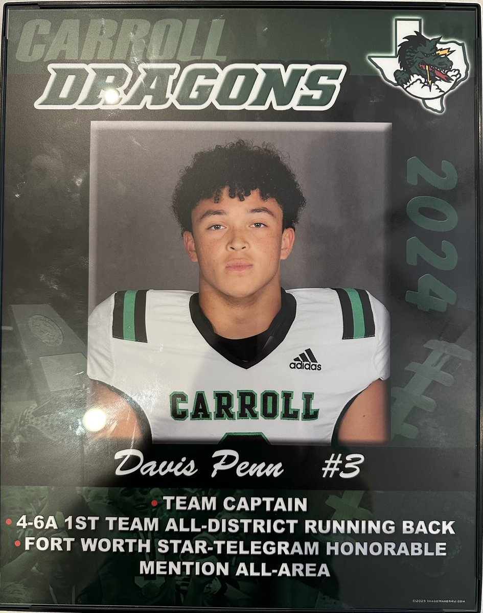 Davispenn5's tweet image. Blessed to earn a place on the Carroll Dragon Wall of Honor for the second year in a row!
First Team All District RB
@SLCAthletics @CarrollDragonFB @SLC_Recruiting