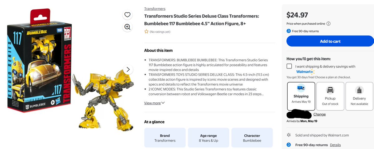 (NOW AVAILABLE) 

Studio Series 117 Bumblebee Movie Deluxe Bumblebee is currently instock and available for retail price at Walmart!!!
#Transformers  

walmart.com/ip/TRA-GEN-STU…