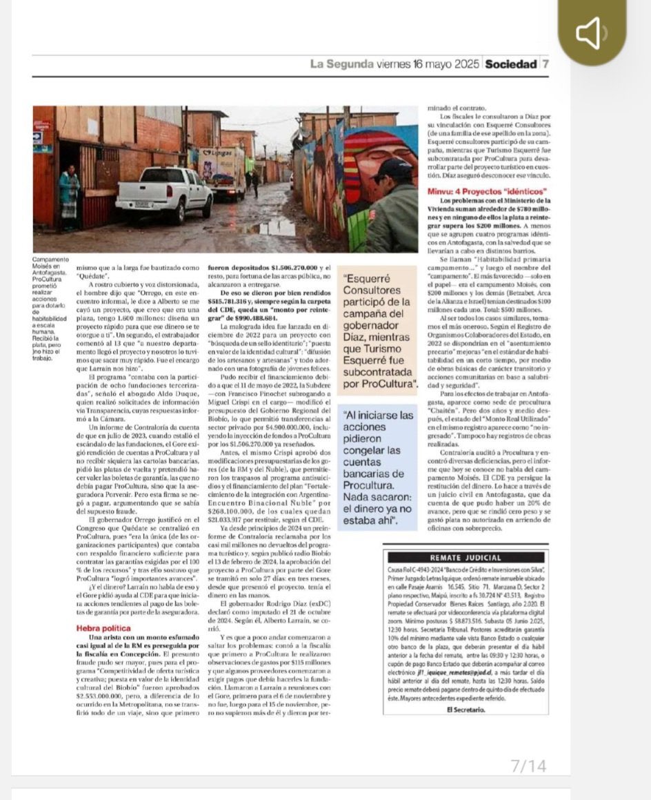 PaulinaAstrozaS's tweet image. A propósito del caso #Procultura, en las regiones del #Biobio y #Ñuble no entiendo por qué no se avanza y poco se habla de los convenios y las subcontrataciones hechas con Turismo Esquerré. Está en los informes de Contraloría y hace tiempo. 

Hoy en @La_Segunda