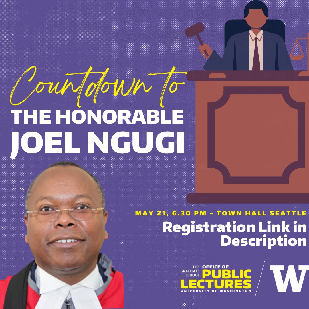 We’re honored to welcome Judge Joel Ngugi on May 21 at Town Hall Seattle! 🇰🇪⚖️

Don’t miss this thought-provoking public lecture on justice, leadership, and reform from a former UW Law professor and renowned Kenyan judge.

🔗 Register: washington.edu/lectures/event…

#UW #PublicLectures
