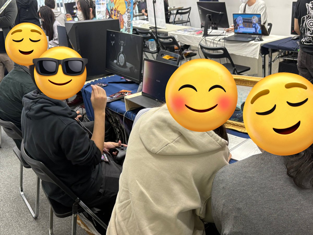 試遊やノートへのお絵描きありがとうございます🐈‍⬛✨
約20分程度で体験版を遊ぶことが出来ます🎮🌔
すでに体験版を遊んだよ！と言う方でノベルティ希望の方は気軽にお声かけください📞　#OGF