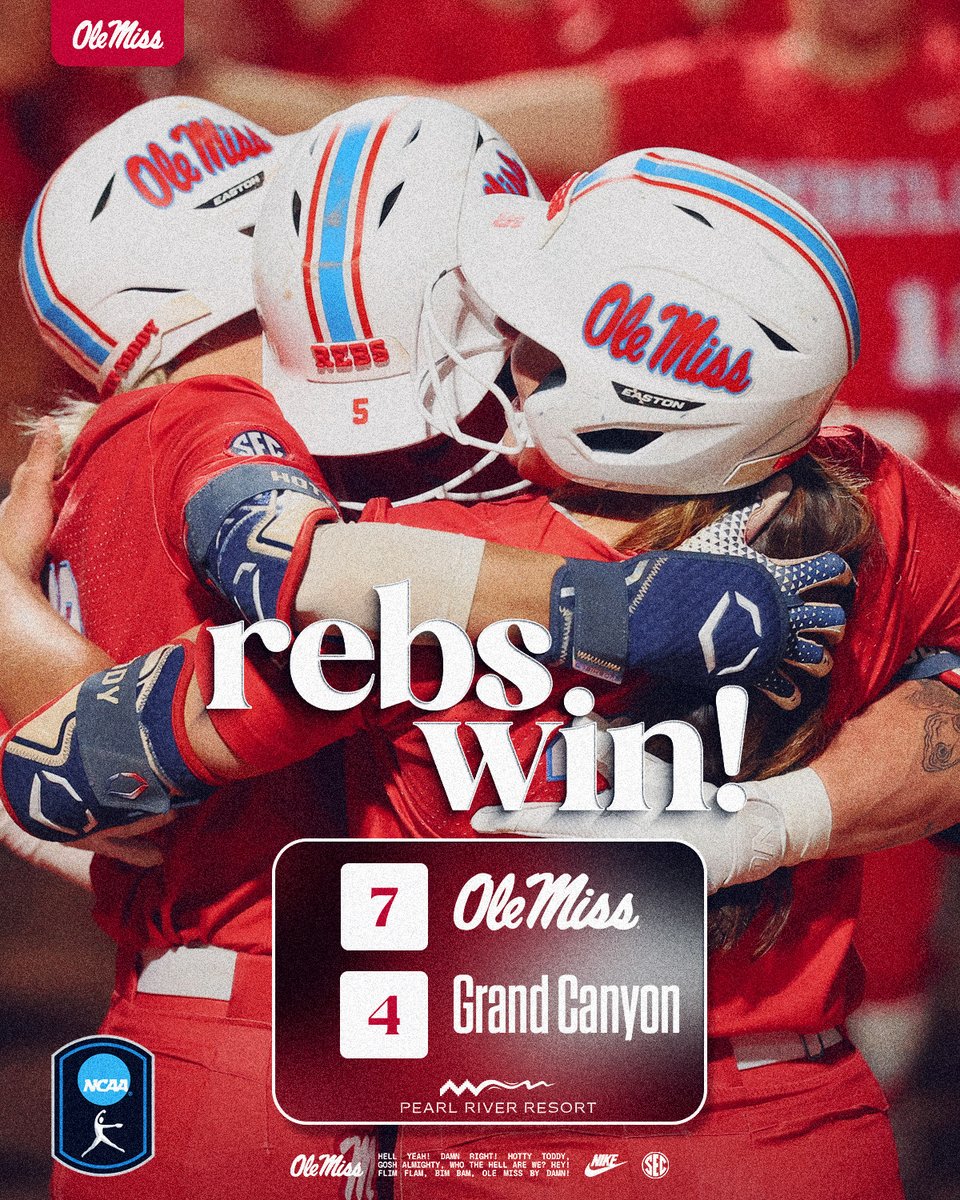 REBS AFTER DARK.

We move on to play Arizona tomorrow at 3 PM CT! 

#HottyToddy
