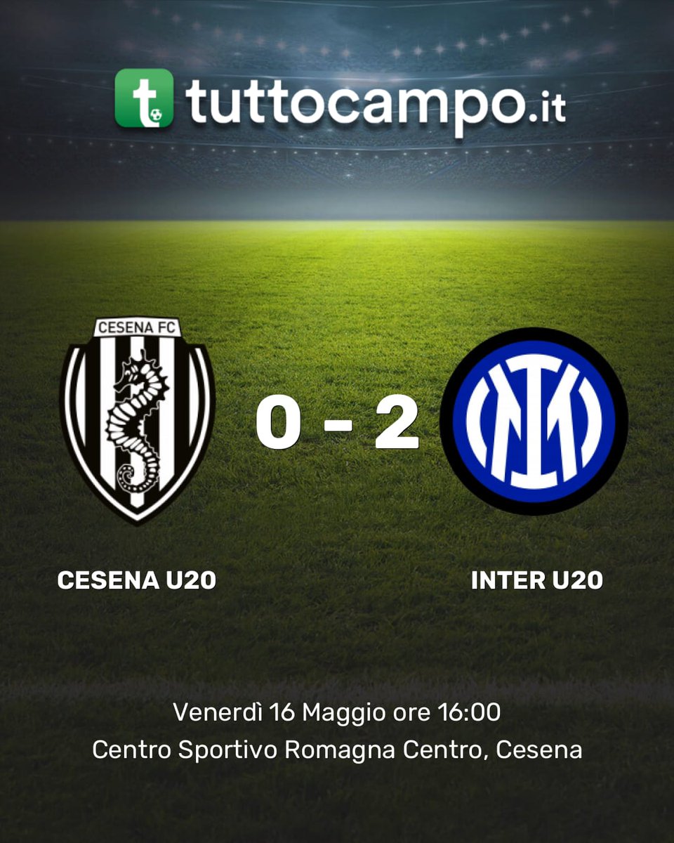JuanPTeixeiraCM's tweet photo. Primavera 1 ⚽️🇮🇹 | Fecha 3️⃣8️⃣

⚪️⚪️ @calciocesenafc 0️⃣
⚫️🔵 @Inter 2️⃣

48 Min. Zanchetta [INT]
92 Min. Zarate Hidalgo [INT]

#Primavera1 #Cesena #Internazionale #Inter #CesenaInternazionale #CesenaInter https://t.co/TGpHcS0eoL