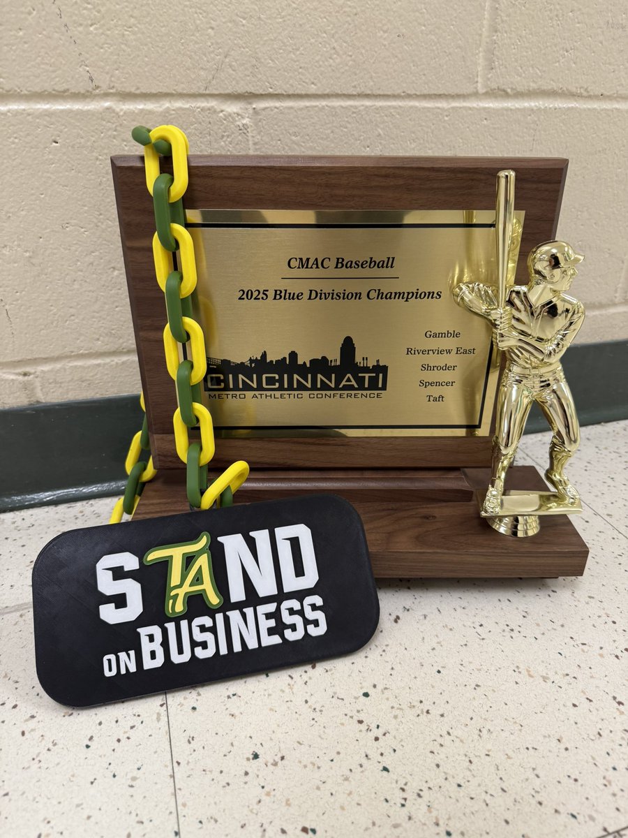 TaftNation's tweet photo. Trophy looks good on us, huh? Conference title in the bag! 🏆🏆🏆 https://t.co/Ll97sjx8zd