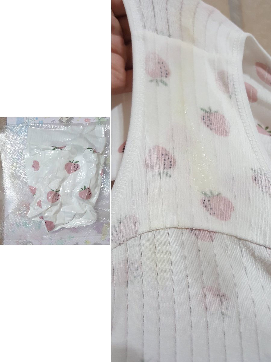 謝謝哥哥私訊下單1件不挑款潮吹噴水內褲
這次的內褲是草莓圖案棉質內褲
內褲穿著穿一整天,褲底都黃黃髒髒
製作潮吹噴水內褲時,因為跳蛋慰慰太舒服,大量濃郁的白漿分泌物及潮吹水水流出來
溼答答的脫下後,真空包裝
3/17晚上寄出