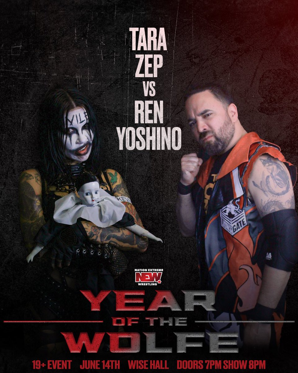 Nation Extreme Wrestling (@newwrestlinginc) on Twitter photo The final match for our June 14th card is now confirmed. And we’re still not sure <a href="/yoshino_pro/">Ren Yoshino</a> is ready for what awaits him across the ring in <a href="/VillainTaraZep/">♦️ VILE VILLAIN TARA ZEP ♦️</a> .
JUNE 14TH. BUY TICKETS: eventbrite.ca/e/nation-extre… The final match for our June 14th card is now confirmed. And we’re still not sure <a href="/yoshino_pro/">Ren Yoshino</a> is ready for what awaits him across the ring in <a href="/VillainTaraZep/">♦️ VILE VILLAIN TARA ZEP ♦️</a> .
JUNE 14TH. BUY TICKETS: eventbrite.ca/e/nation-extre…