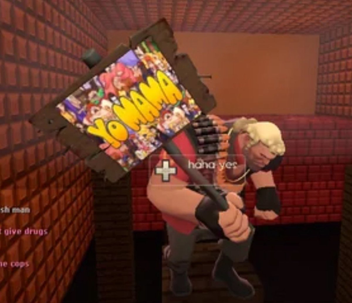 Time for some tf2 jokes… part 1 

Yo mama so hairy, she’s the secret 10th class: The Sasquatch.

Yo mama so ugly, Pyro took one look at her… and lit himself on fire. 

Yo mama so fat, the Spy disguised himself as her… and got diabetes. 

Yo mama so old, she used to babysit the