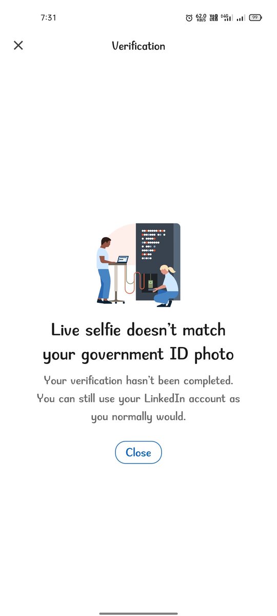 Let it be (@letitbe30842) on Twitter photo I can't verify my documents I have tried several times almost doing this from 2 months. Everytime it's saying like this.
<a href="/LinkedInHelp/">LinkedIn Help</a> I can't verify my documents I have tried several times almost doing this from 2 months. Everytime it's saying like this.
<a href="/LinkedInHelp/">LinkedIn Help</a>